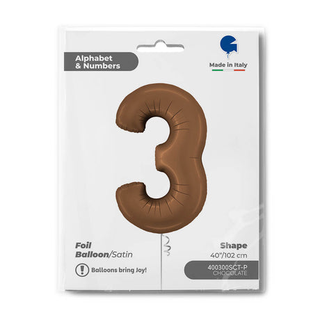 Ballon chiffre 0 - Chocolat satiné - 40" - Gonflage Hélium en boutique