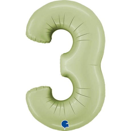 Ballon chiffre - vert olive satiné - 40" - Gonflage Hélium en boutique
