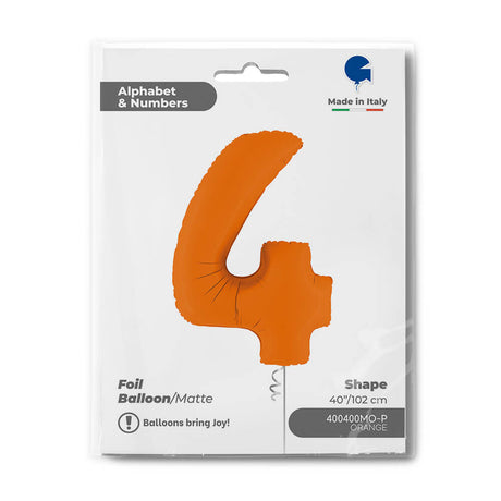 Ballon chiffre - Orange mat - 40" - Gonflage Hélium en boutique