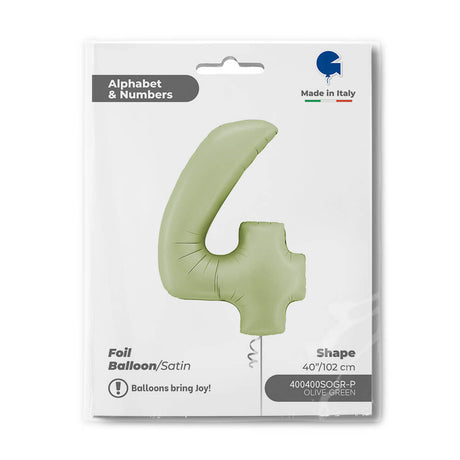 Ballon chiffre - vert olive satiné - 40" - Gonflage Hélium en boutique