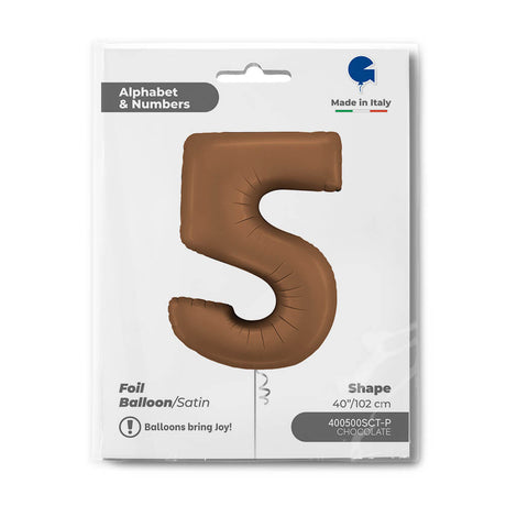 Ballon chiffre 0 - Chocolat satiné - 40" - Gonflage Hélium en boutique
