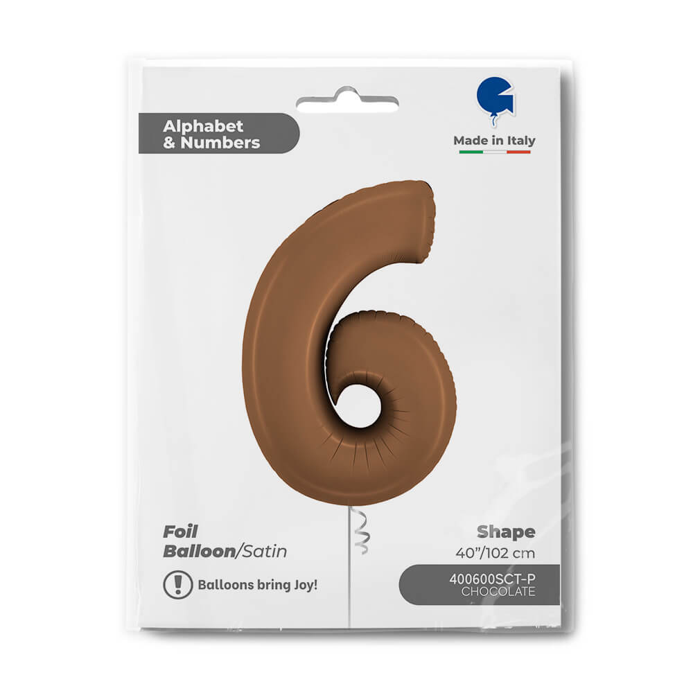 Ballon chiffre 0 - Chocolat satiné - 40" - Gonflage Hélium en boutique