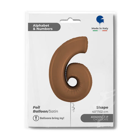 Ballon chiffre 0 - Chocolat satiné - 40" - Gonflage Hélium en boutique