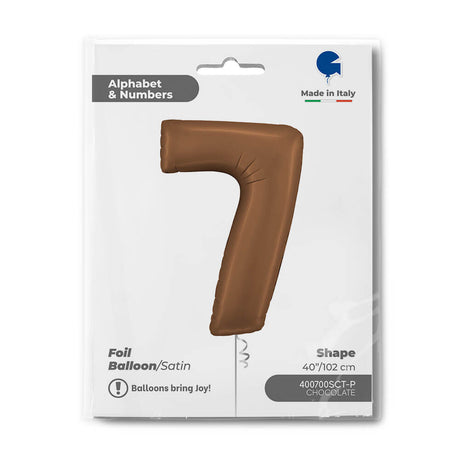 Ballon chiffre 0 - Chocolat satiné - 40" - Gonflage Hélium en boutique