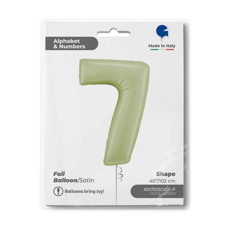 Ballon chiffre - vert olive satiné - 40" - Gonflage Hélium en boutique