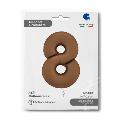 Ballon chiffre 0 - Chocolat satiné - 40" - Gonflage Hélium en boutique