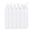 Set of 12 white lantern candles made from paraffin wax and cotton, packaged in a box, ideal for birthday celebrations and paper lantern decorations.