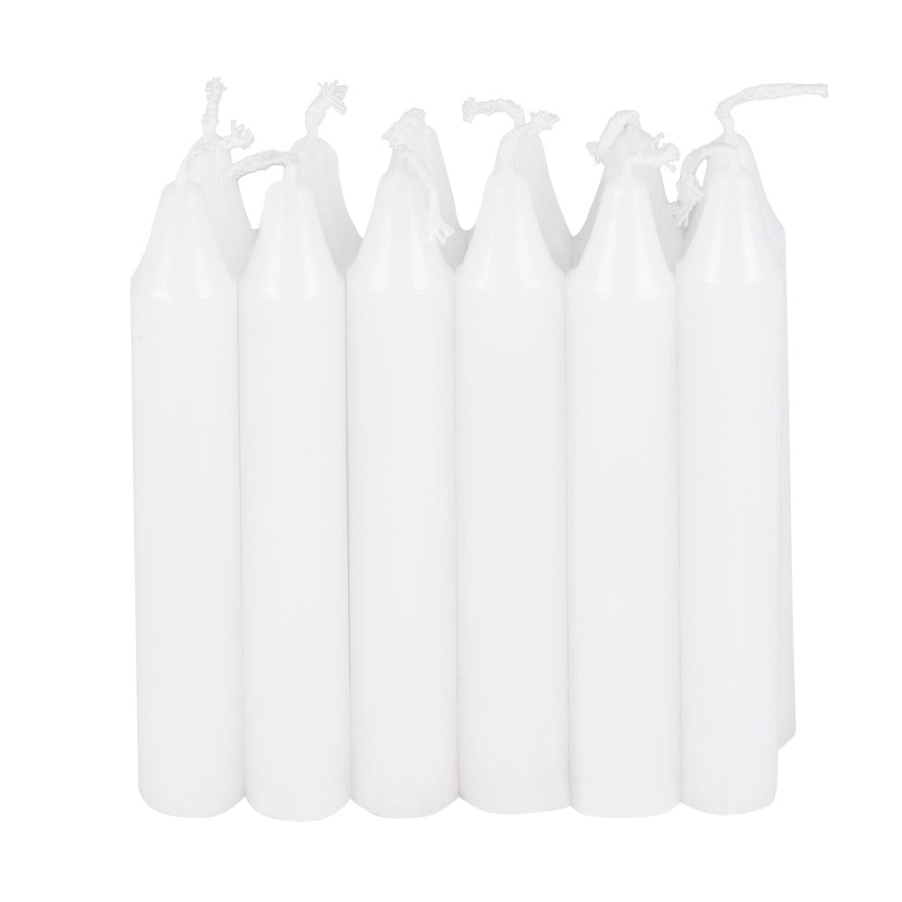Set of 12 white lantern candles made from paraffin wax and cotton, packaged in a box, ideal for birthday celebrations and paper lantern decorations.