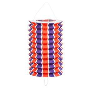 Set of 12 tricolor cylindrical paper lanterns, 16 cm diameter, ideal for party decorations and patriotic events.