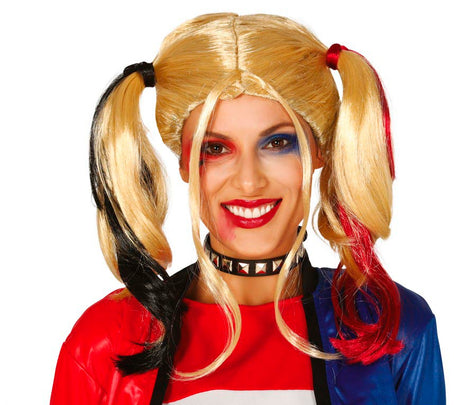 Blonde braided synthetic wig for women, perfect Halloween costume accessory inspired by superheroes and animation characters.