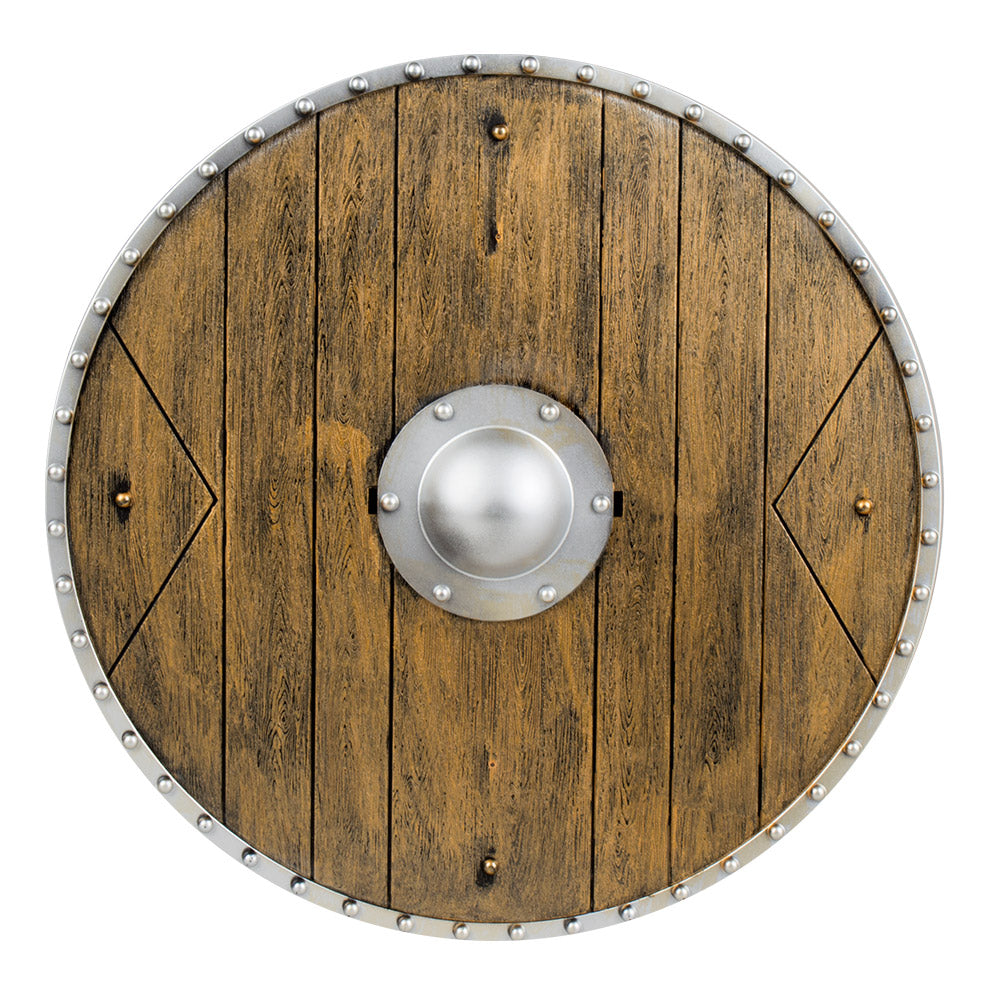 Medieval knight shield made of durable polypropylene with handles, 40 cm diameter, ideal for adults and children, perfect for Viking and fairy tale costumes or role play.