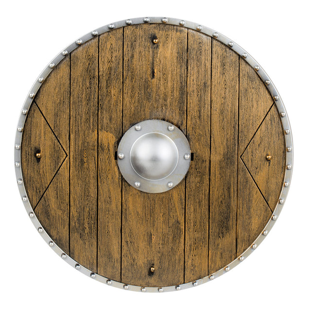 Medieval knight shield made of durable polypropylene with handles, 40 cm diameter, ideal for adults and children, perfect for Viking and fairy tale costumes or role play.