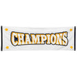 Polyester banner featuring Champions design, measuring 74 x 220 cm, made from 100% polyester, ideal for events or store displays.