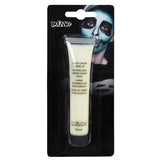 Glow-in-the-dark Halloween makeup cream tube, 19 ml, water-based face paint in blister packaging, ideal for costume parties and special effects.
