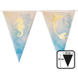 Mermaid aluminum pennant banner with 10 flags, each 30 x 20 cm, 4 meters long, perfect for party decorations and themed events.