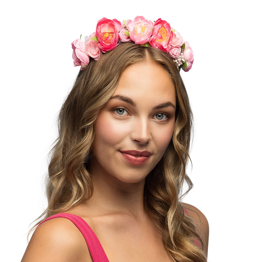 Pink Tiare Lotus flower accessory for women made of 100% polyester, displayed with hangtag, ideal for adults.
