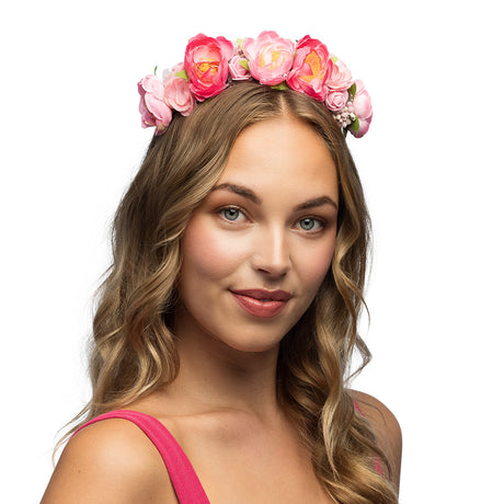 Pink Tiare Lotus flower accessory for women made of 100% polyester, displayed with hangtag, ideal for adults.