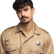Metal sheriff badge for adults, 100% iron, Western jewelry accessory, packaged in blister pack.