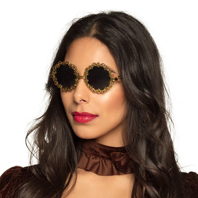 Classic steampunk party goggles for adults, unisex design, made of durable polycarbonate and polymethyl acrylate, ideal for costumes and themed events.