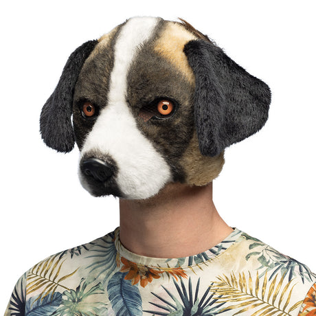 Plush Bernard half mask for adults, soft polyester costume accessory suitable for men and women, ideal for parties and events.