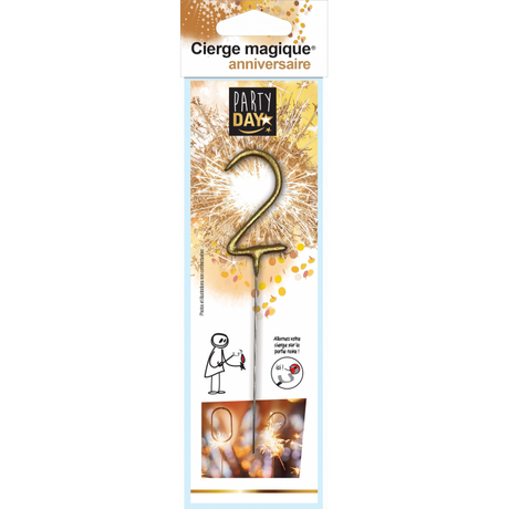 Cierge magique doré en chiffre – étincelles dorées festives – lot économique