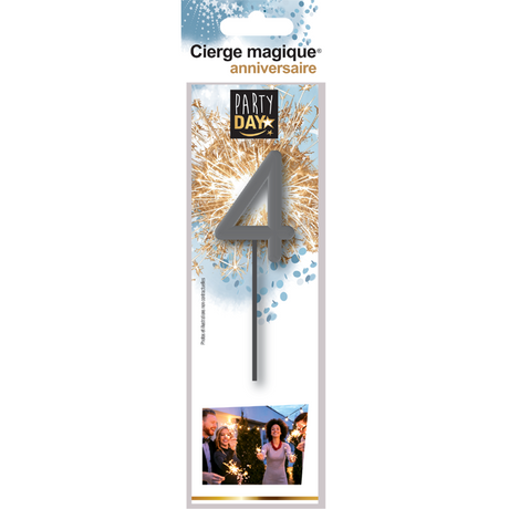 Cierge magique chiffre gris – étincelles dorées pour anniversaires festifs