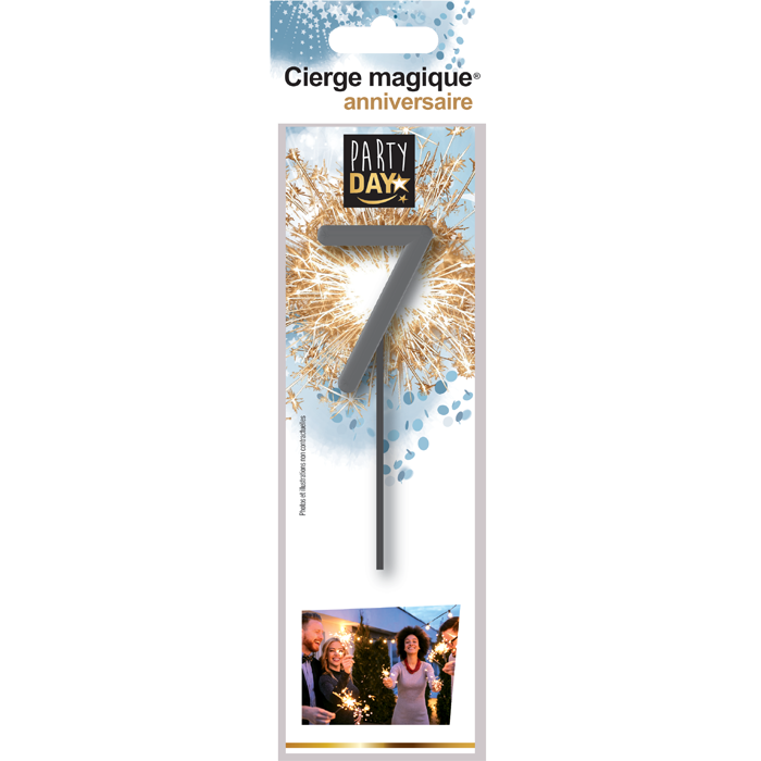 Cierge magique chiffre gris – étincelles dorées pour anniversaires festifs