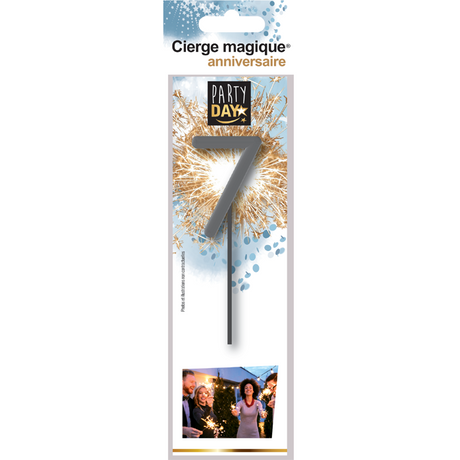 Cierge magique chiffre gris – étincelles dorées pour anniversaires festifs