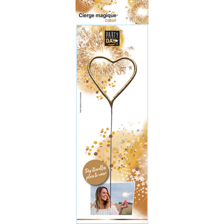 Grand cierge magique doré en forme de cœur, décoration pyrotechnique F1 pour mariage, anniversaire et célébrations, âge minimum 12 ans