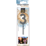 Cierge magique chiffre gris – étincelles dorées pour anniversaires festifs