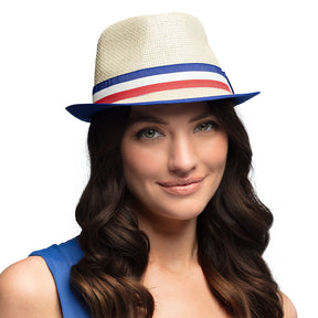 French hat for adults made of 83% straw and 17% polyester, unisex design, displayed with hangtag, ideal for fashion and sun protection.