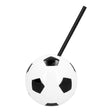Football cup with straw, 45 cl capacity, made of durable polystyrene and polypropylene, ideal for sports events and parties.