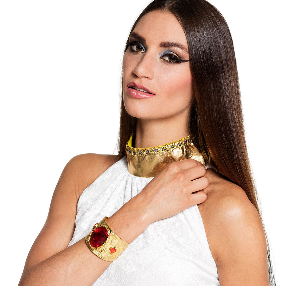 Elegant Garnet of the Nile bracelet for women, featuring 85% iron and 15% acrylic materials, inspired by Egyptian jewelry design.