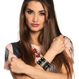 Women's biker bracelet made of zinc alloy and polyurethane, rock and punk style jewelry for adults.