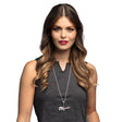 Silver guitar pendant necklace made of 100% iron, unisex jewelry for adults, displayed on an insert card.