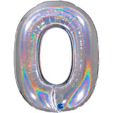 Ballon chiffre -  Argent holographique pailleté - 40" - Gonflage Hélium en boutique