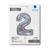 Ballon chiffre -  Argent holographique pailleté - 40" - Gonflage Hélium en boutique