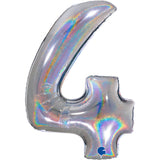 Ballon chiffre -  Argent holographique pailleté - 40" - Gonflage Hélium en boutique