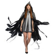 Gray vampire Halloween cape with hood for adult women, 150 cm long, made of 100% polyester, perfect for costumes and themed parties.
