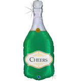Ballon bouteille cheers - Vert et or - 32" - Gonflage Hélium en boutique