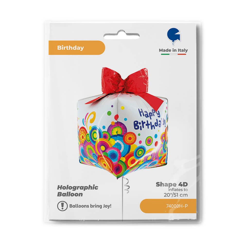Ballon cadeau 4D - Multicolore - 20" - Gonflage Hélium en boutique