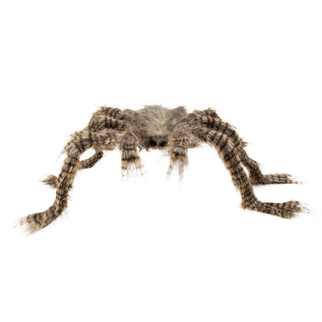 Hairy spider Halloween decoration measuring 50 x 70 cm, made of polyester, iron, and polystyrene, perfect for spooky party decor.