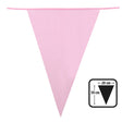 Light pink polyethylene pennant banner with 20 flags measuring 30 x 20 cm each, 10 meters long, ideal for baby showers, parties, and decorative events.