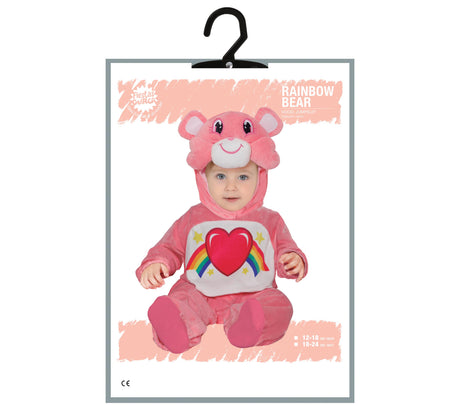 Déguisement ourson arc-en-ciel rose et blanc bébé 18-24 mois