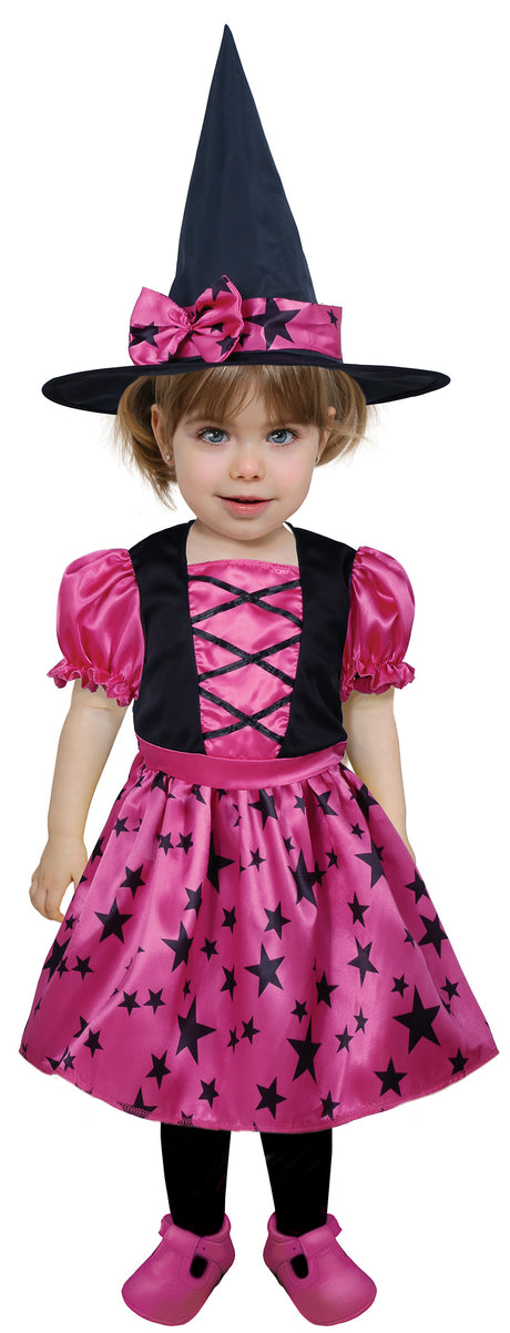 Déguisement sorcière étoiles bébé rose et noir 12-18 mois