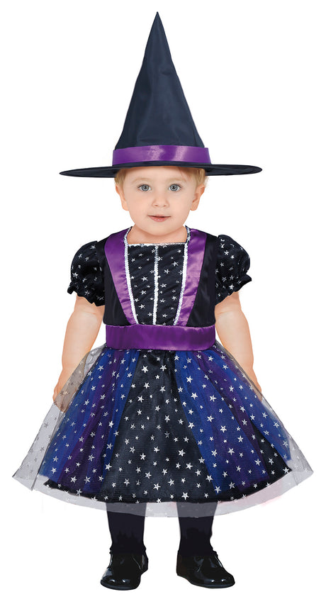 Déguisement sorcière étoilée bébé lilas et noir 12-18 mois