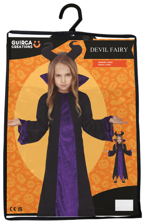 Déguisement fée maléfique enfant noir et lilas 5-6 ans