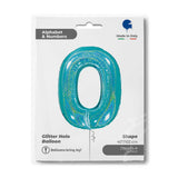 Ballon chiffre - Turquoise pailleté - 40" - Gonflage Hélium en boutique