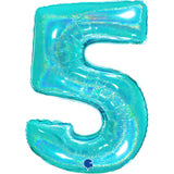 Ballon chiffre - Turquoise pailleté - 40" - Gonflage Hélium en boutique