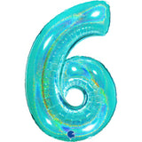 Ballon chiffre - Turquoise pailleté - 40" - Gonflage Hélium en boutique